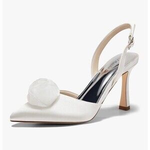 Coutgo High heel Pointed Slingback Size 8.5 Women’s Evening Pumps White NEW